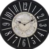 Clocks-Kirkland's Home Bronze Frame Montevello Gears Wall Clock Ivory