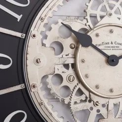 Clocks-Kirkland's Home Bronze Frame Montevello Gears Wall Clock Ivory