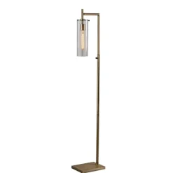 Floor Lamps-Kirkland's Home Bronze Glass Cylinder Shade Floor Lamp Clear