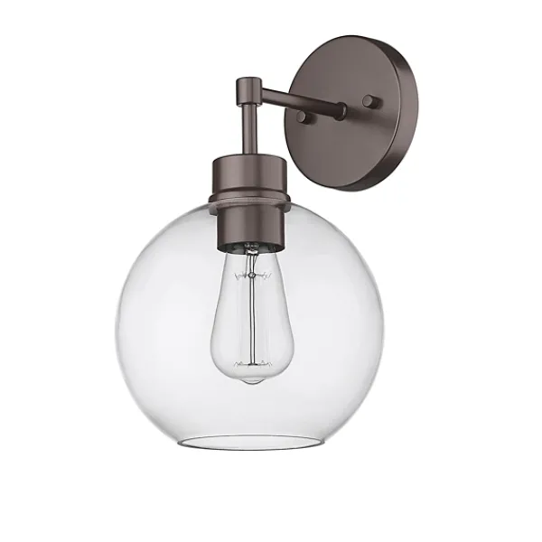 Outdoor Lighting-Kirkland's Home Bronze Glass Orb Outdoor Sconce Light Brown