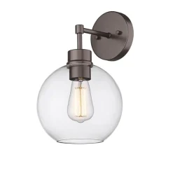 Outdoor Lighting-Kirkland's Home Bronze Glass Orb Outdoor Sconce Light Brown