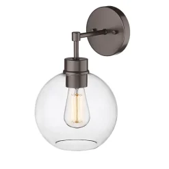 Outdoor Lighting-Kirkland's Home Bronze Glass Orb Outdoor Sconce Light Brown