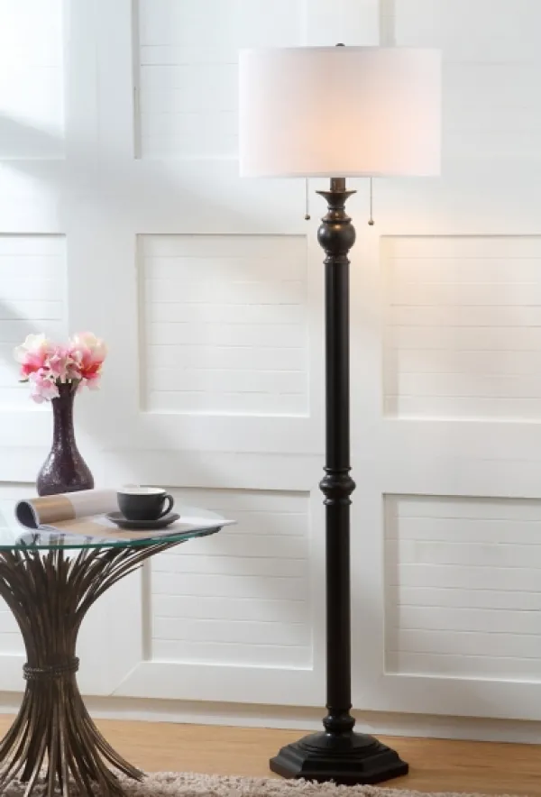 Floor Lamps-Kirkland's Home Bronze Jessie Floor Lamp Ivory