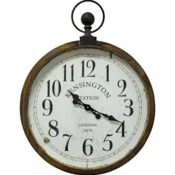 Clocks-Kirkland's Home Bronze Kensington Station Pocket Wall Clock