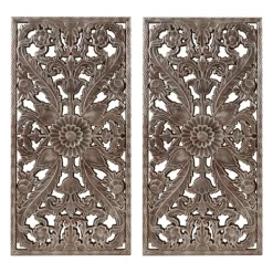 Wall Plaques-Kirkland's Home Bronze Madison Park Floral Wall Plaques, Set Of 2 Brown