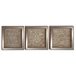 Wall Plaques-Kirkland's Home Bronze Metal Mirror Floral Wall Plaques, Set Of 3 Brown