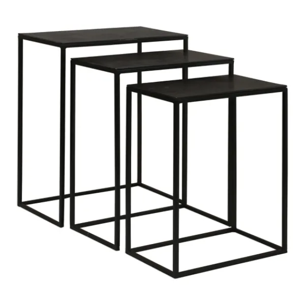 Accent & End Tables-Kirkland's Home Bronze Metal Nesting Side Tables, Set Of 3 Black