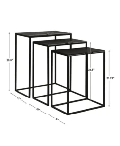 Accent & End Tables-Kirkland's Home Bronze Metal Nesting Side Tables, Set Of 3 Black