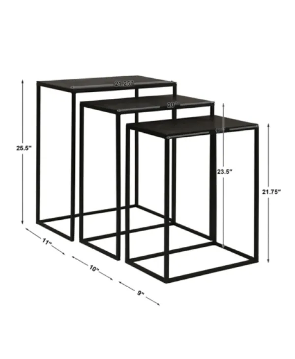 Accent & End Tables-Kirkland's Home Bronze Metal Nesting Side Tables, Set Of 3 Black
