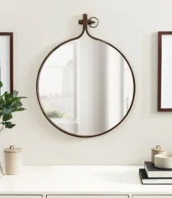 Decorative Mirrors-Kirkland's Home Bronze Metal Yitro Wall Mirror Brown