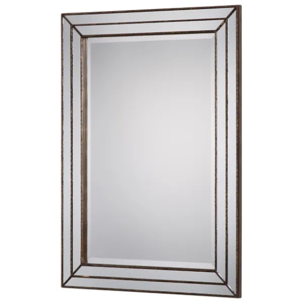 Decorative Mirrors-Kirkland's Home Bronze Metallic Grooved Texture Wall Mirror Brown