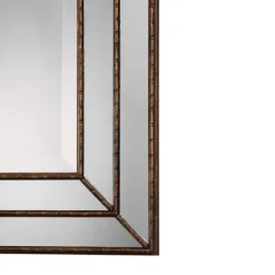 Decorative Mirrors-Kirkland's Home Bronze Metallic Grooved Texture Wall Mirror Brown