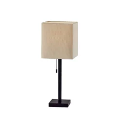 Table Lamps-Kirkland's Home Bronze Monochrome Square Table Lamp Black/Tan