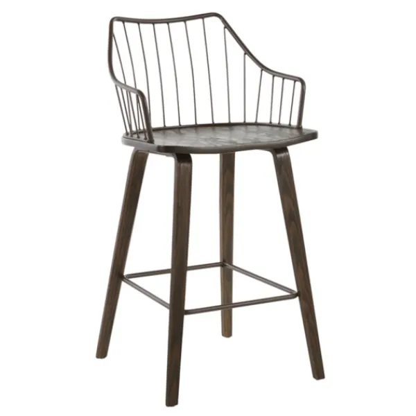 Bar Stools & Counter Height Stools-Kirkland's Home Bronze Poplar Wood Counter Stool Brown