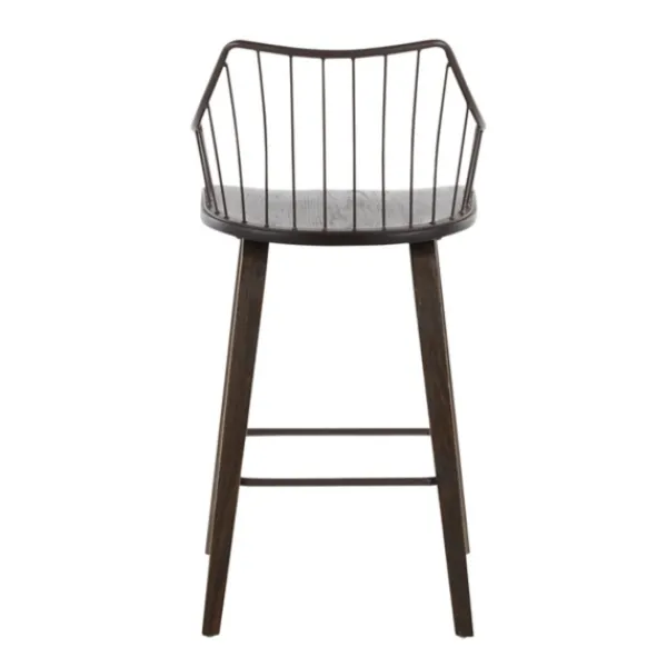 Bar Stools & Counter Height Stools-Kirkland's Home Bronze Poplar Wood Counter Stool Brown