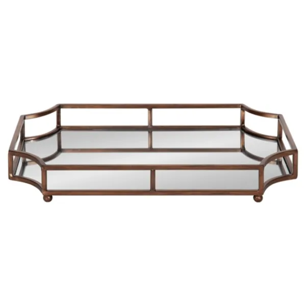 Decorative Trays-Kirkland's Home Bronze Scalloped Reflective Tray Brown