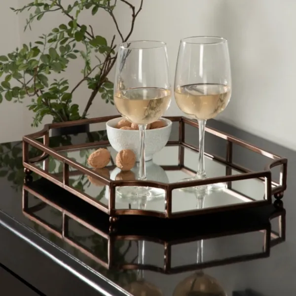 Decorative Trays-Kirkland's Home Bronze Scalloped Reflective Tray Brown
