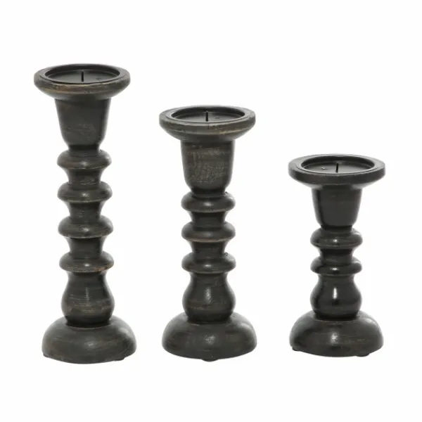 Candle Holders-Kirkland's Home Bronze Wood Column Candle Holders, Set Of 3 Brown
