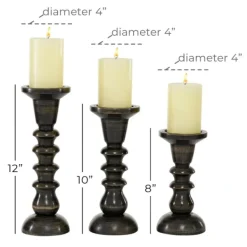 Candle Holders-Kirkland's Home Bronze Wood Column Candle Holders, Set Of 3 Brown