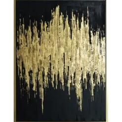 Canvas Art-Kirkland's Home Brooklyn Abstract Framed Canvas Art Print Black/Gold