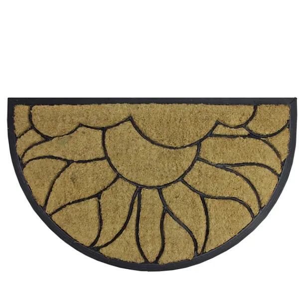 Doormats-Kirkland's Home Brown And Black Sunflower Half Round Doormat Brown/Black