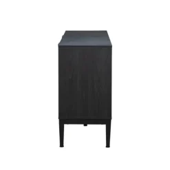 Cabinets & Sideboards-Kirkland's Home Brown And Black Wood Chevron 4-Door Sideboard Brown/Black