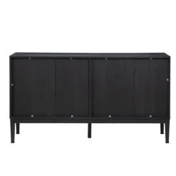 Cabinets & Sideboards-Kirkland's Home Brown And Black Wood Chevron 4-Door Sideboard Brown/Black