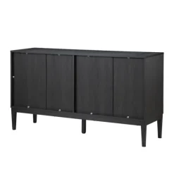 Cabinets & Sideboards-Kirkland's Home Brown And Black Wood Chevron 4-Door Sideboard Brown/Black