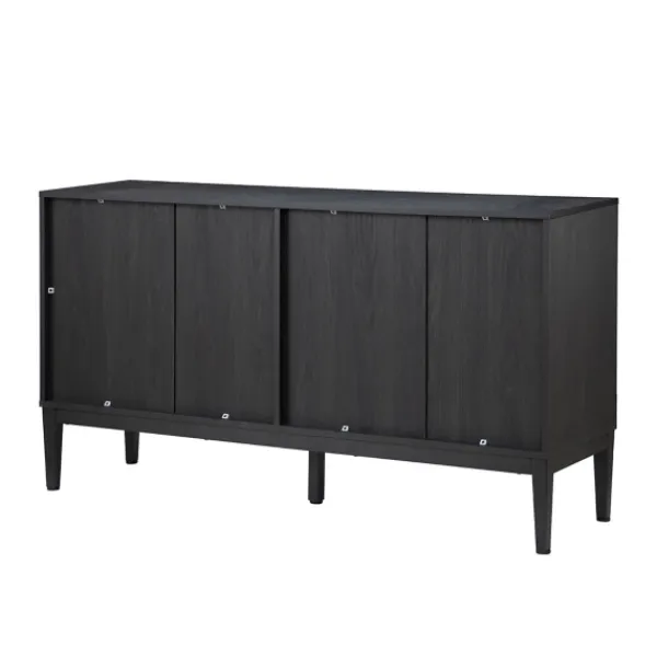 Cabinets & Sideboards-Kirkland's Home Brown And Black Wood Chevron 4-Door Sideboard Brown/Black