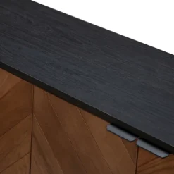 Cabinets & Sideboards-Kirkland's Home Brown And Black Wood Chevron 4-Door Sideboard Brown/Black