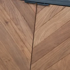 Cabinets & Sideboards-Kirkland's Home Brown And Black Wood Chevron 4-Door Sideboard Brown/Black