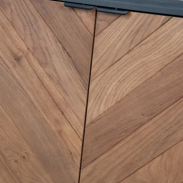 Cabinets & Sideboards-Kirkland's Home Brown And Black Wood Chevron 4-Door Sideboard Brown/Black