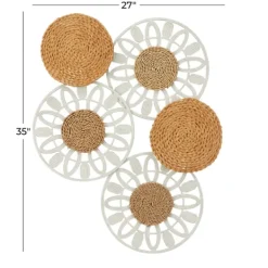 Wall Plaques-Kirkland's Home Brown And White Bohemian Abstract Wall Plaque Brown/White
