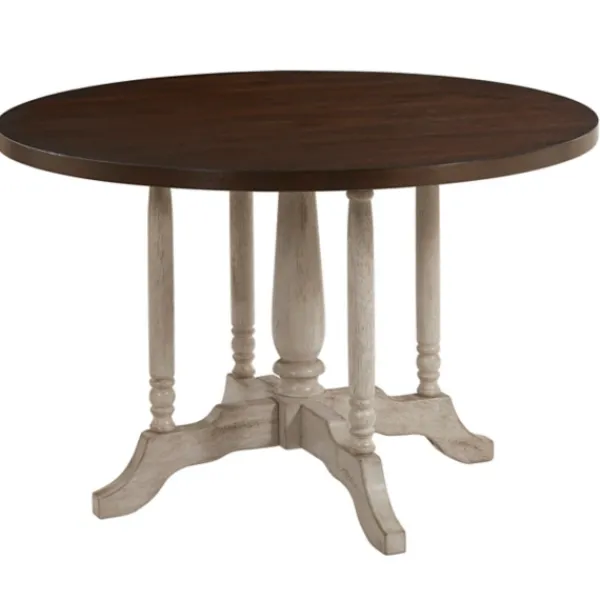 Dining Tables-Kirkland's Home Brown And White Round Wooden Dining Table Brown/White