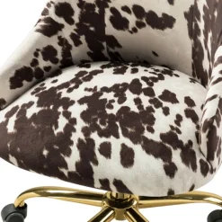 Office Furniture-Kirkland's Home Brown And White Upholstered Cow Print Office Chair Brown/White