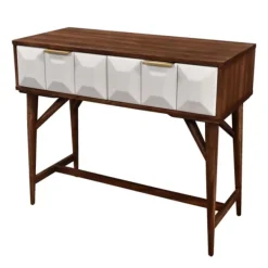 Console Tables-Kirkland's Home Brown And White Wood 2-Drawer Console Table Brown/White