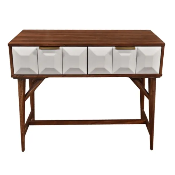 Console Tables-Kirkland's Home Brown And White Wood 2-Drawer Console Table Brown/White