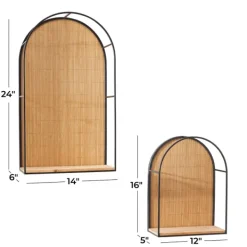 Shelves-Kirkland's Home Brown Bamboo Arched Modern Wall Shelves, Set Of 2