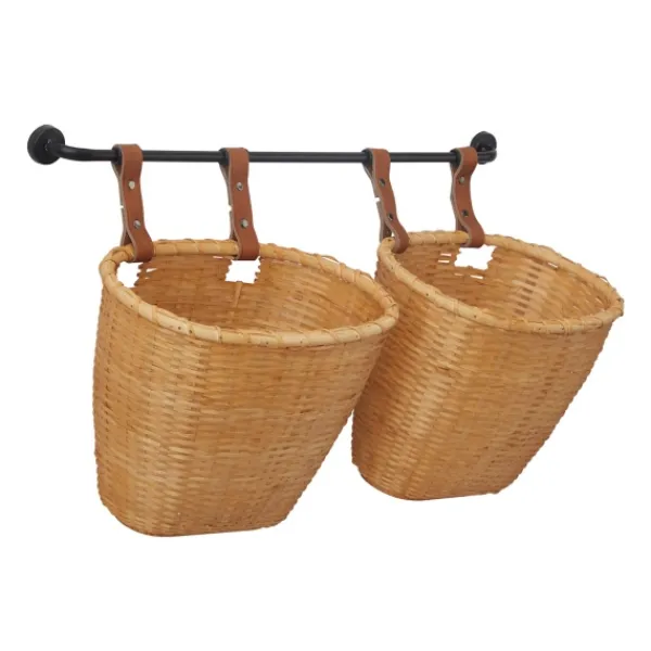 Shelves-Kirkland's Home Brown Bamboo Basket And Metal Bar Wall Shelf