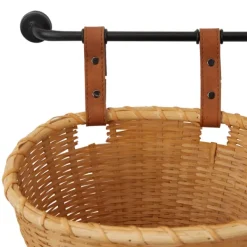 Shelves-Kirkland's Home Brown Bamboo Basket And Metal Bar Wall Shelf
