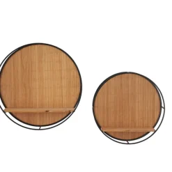 Shelves-Kirkland's Home Brown Bamboo Modern Wall Shelves, Set Of 2