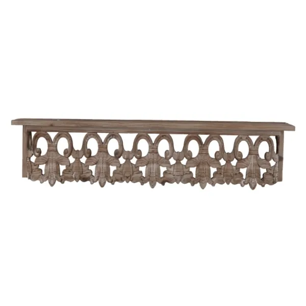 Shelves-Kirkland's Home Brown Carved Scroll Wooden Wall Shelf