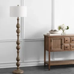 Floor Lamps-Kirkland's Home Brown Carved Spindle Floor Lamp White
