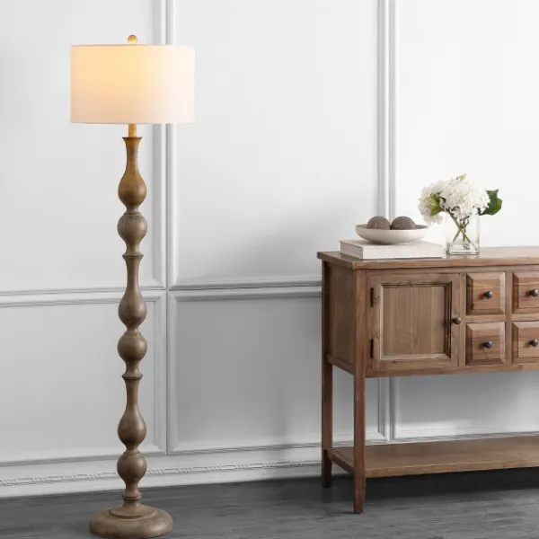 Floor Lamps-Kirkland's Home Brown Carved Spindle Floor Lamp White