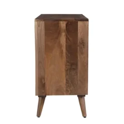 Cabinets & Sideboards-Kirkland's Home Brown Carved Wood Woven 3-Door Sideboard