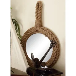 Decorative Mirrors-Kirkland's Home Brown Cora Jute Wall Mirrors, Set Of 3