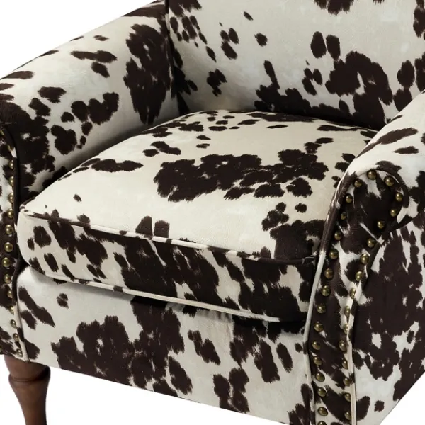Accent Chairs-Kirkland's Home Brown Cow Print Upholstered Accent Chair Brown/Ivory