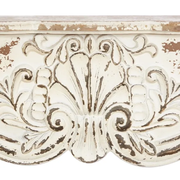 Shelves-Kirkland's Home Brown Distressed Carved Wood Wall Shelf