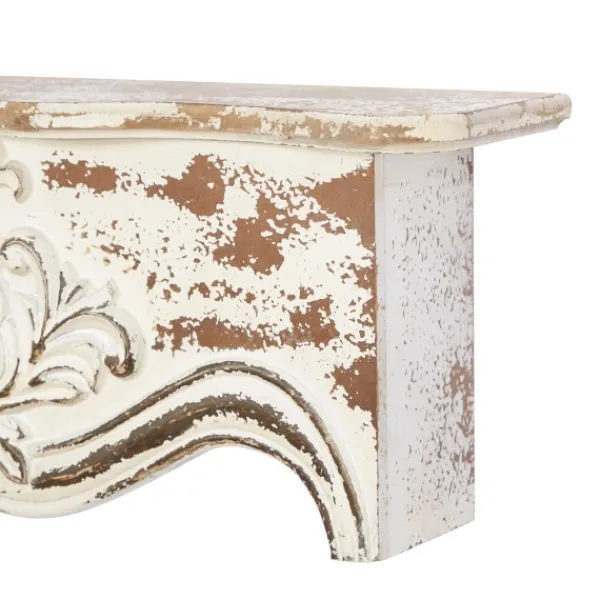 Shelves-Kirkland's Home Brown Distressed Carved Wood Wall Shelf
