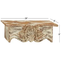 Shelves-Kirkland's Home Brown Distressed Carved Wood Wall Shelf